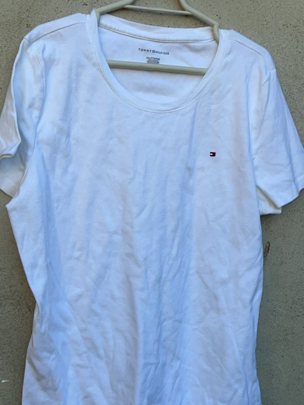 Tommy Hilfiger White V-Neck Short Sleeve T-Shirt Size XXL 2XL